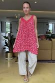 Made in Italy Camellia Crochet Cami Strawberry